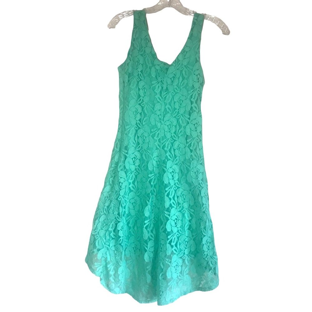 Halo Mint Green Lace Sleeveless Fit & Flare Hi Low Dress Womens Size Small - Picture 4 of 4